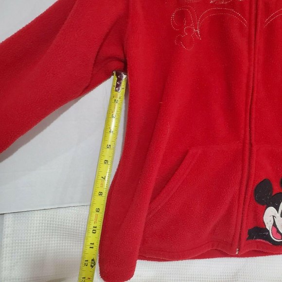 Disney Women Mickey Mouse Red Fleece Lightweight Hoodie Jacket Sz 15/17 XLarge - Picture 5 of 12